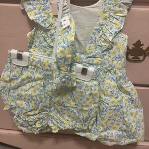 Floral Ruffle Baby Set with Headband